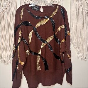 Vintage Maurada Brown Sequin Sweater